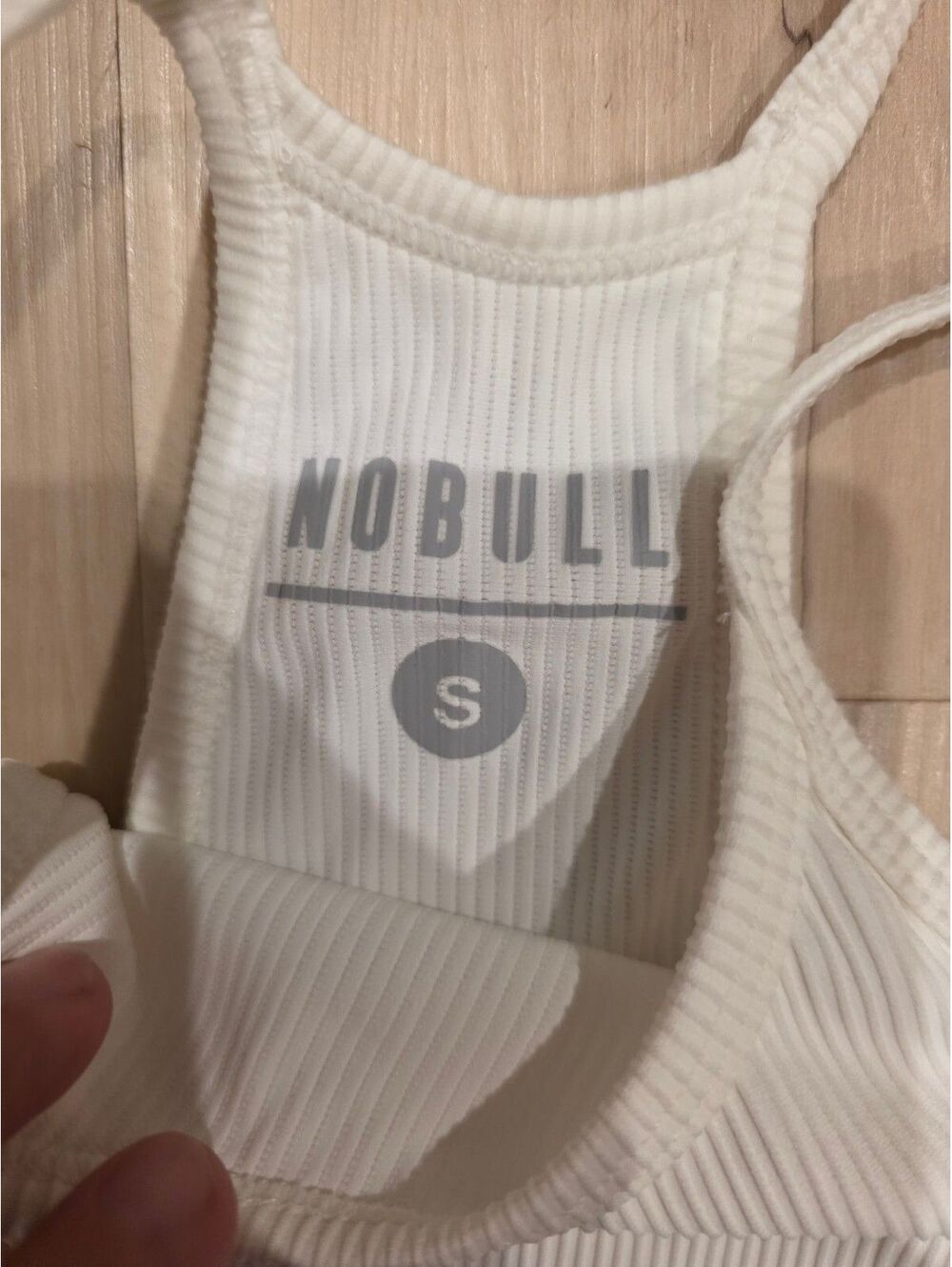 NOBULL Women's White Ribbed Racerback Tank Top Size S - Picture 2 of 4